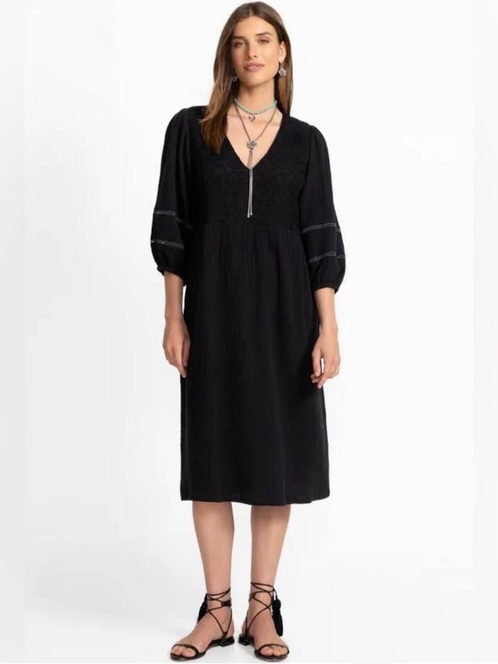 NEW Johnny Was Calme Dolman Sleeve Midi Dress Boho Witchy Organic Cotton NWT